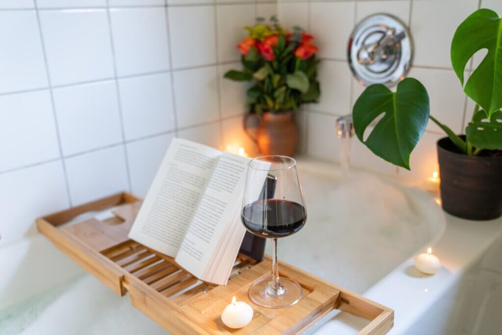 Relaxing Bath With Wine And a Good Book