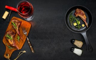 Wine and Steak with Copy Space