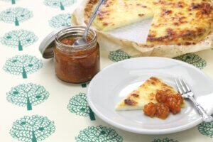 homemade finnish squeaky cheese with cloudberry jam