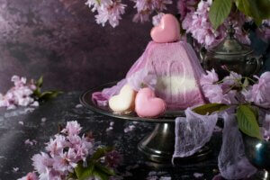sweet cottage cheese easter for the orthodox holy,purple sakura flowers, sweet home, traditional